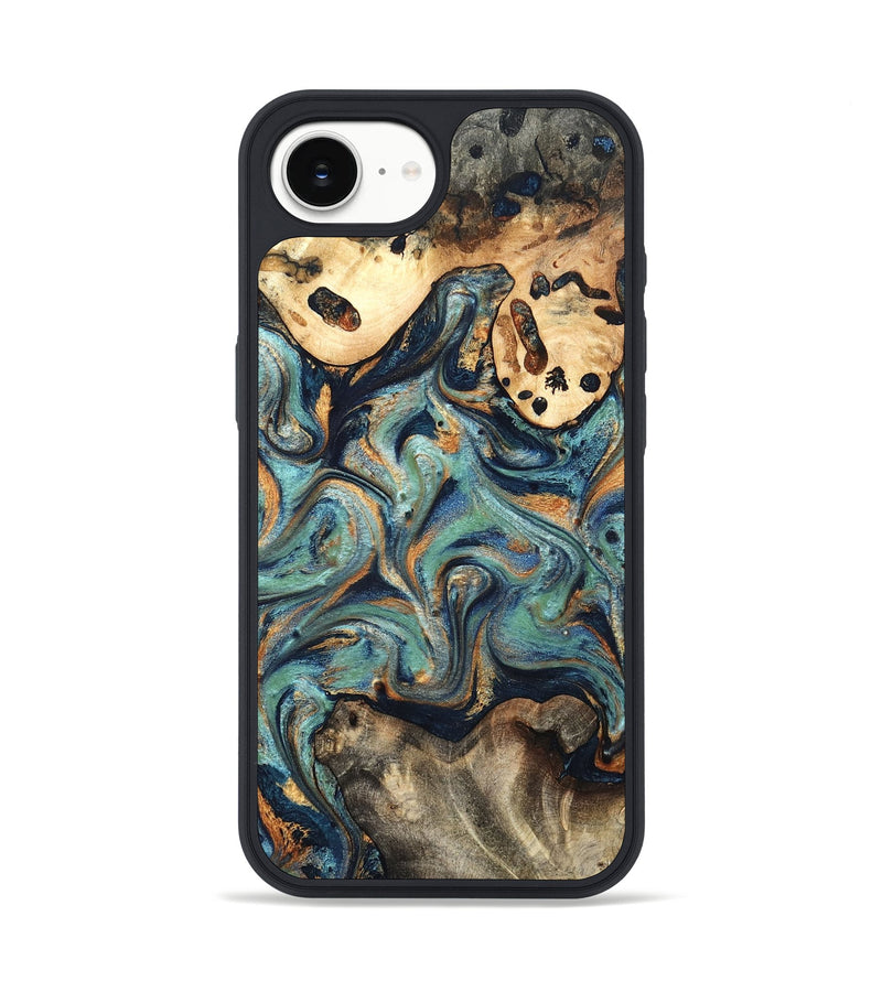 iPhone 17e Wood Phone Case - Kahlil (Teal & Gold, 820124)