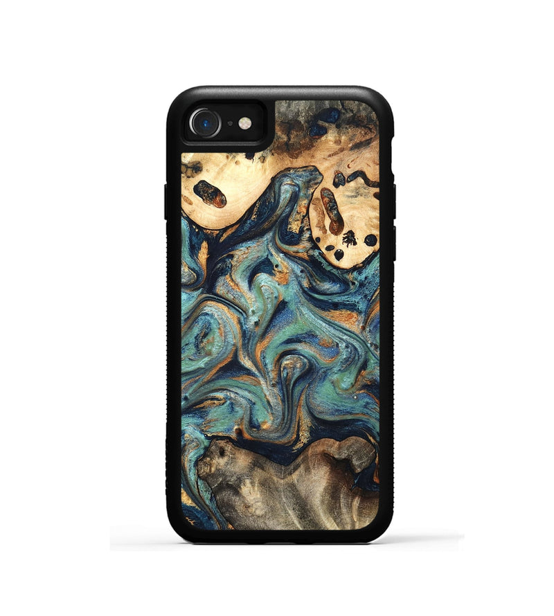 iPhone SE Wood Phone Case - Kahlil (Teal & Gold, 820124)