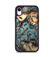 iPhone Xr Wood Phone Case - Kahlil (Teal & Gold, 820124)