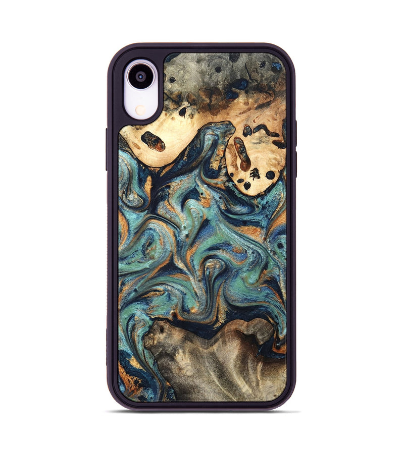 iPhone Xr Wood Phone Case - Kahlil (Teal & Gold, 820124)