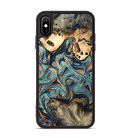 iPhone Xs Max Wood Phone Case - Kahlil (Teal & Gold, 820124)
