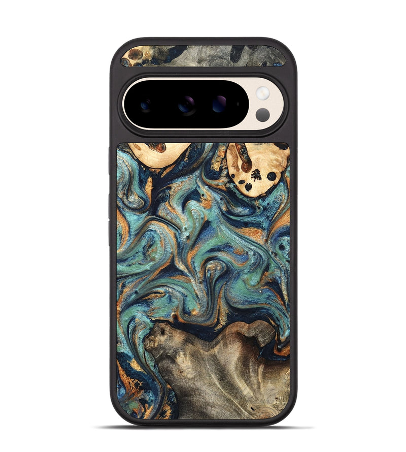 Pixel 10 Wood Phone Case - Kahlil (Teal & Gold, 820124)