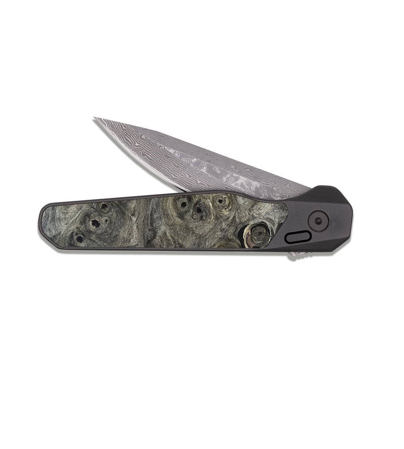 EDC Dark Damascus Wood Pocket Knife - Berkley (Black & White, 820125)