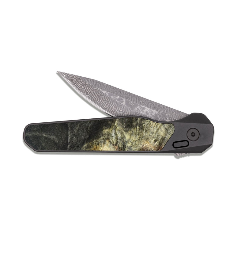 EDC Dark Damascus Wood Pocket Knife - Kirsten (Wood Burl, 820130)