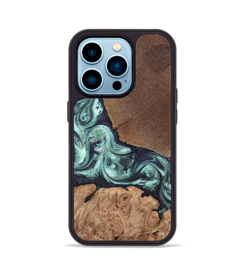 iPhone 14 Pro Wood Phone Case - Glenda (Green, 820134)