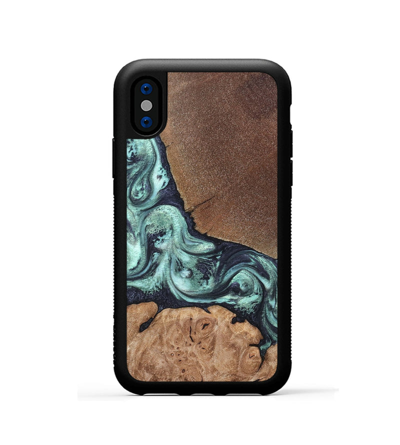iPhone Xs Wood Phone Case - Glenda (Green, 820134)