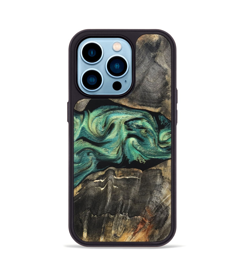 iPhone 14 Pro Wood Phone Case - Mael (Green, 820135)