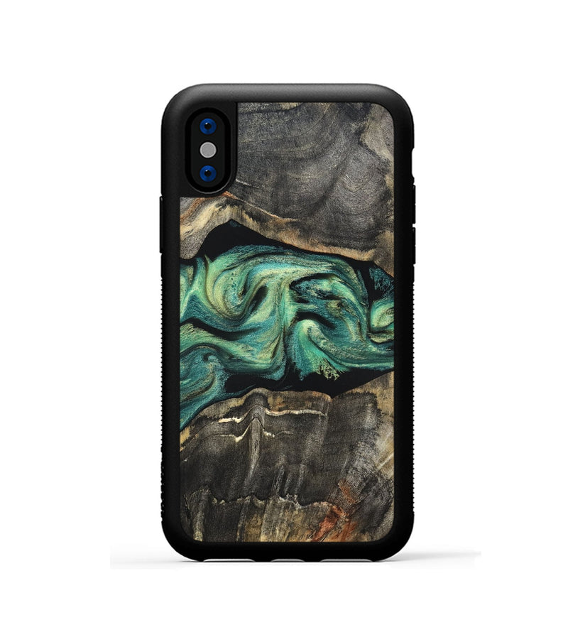 iPhone Xs Wood Phone Case - Mael (Green, 820135)