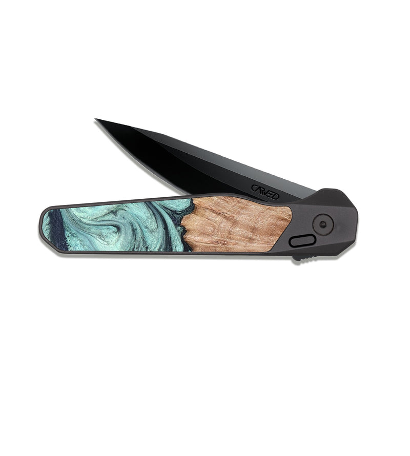 EDC Dark Slate Wood Pocket Knife - Ken (Green, 820139)