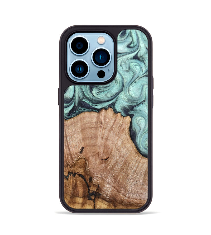 iPhone 14 Pro Wood Phone Case - Ken (Green, 820139)