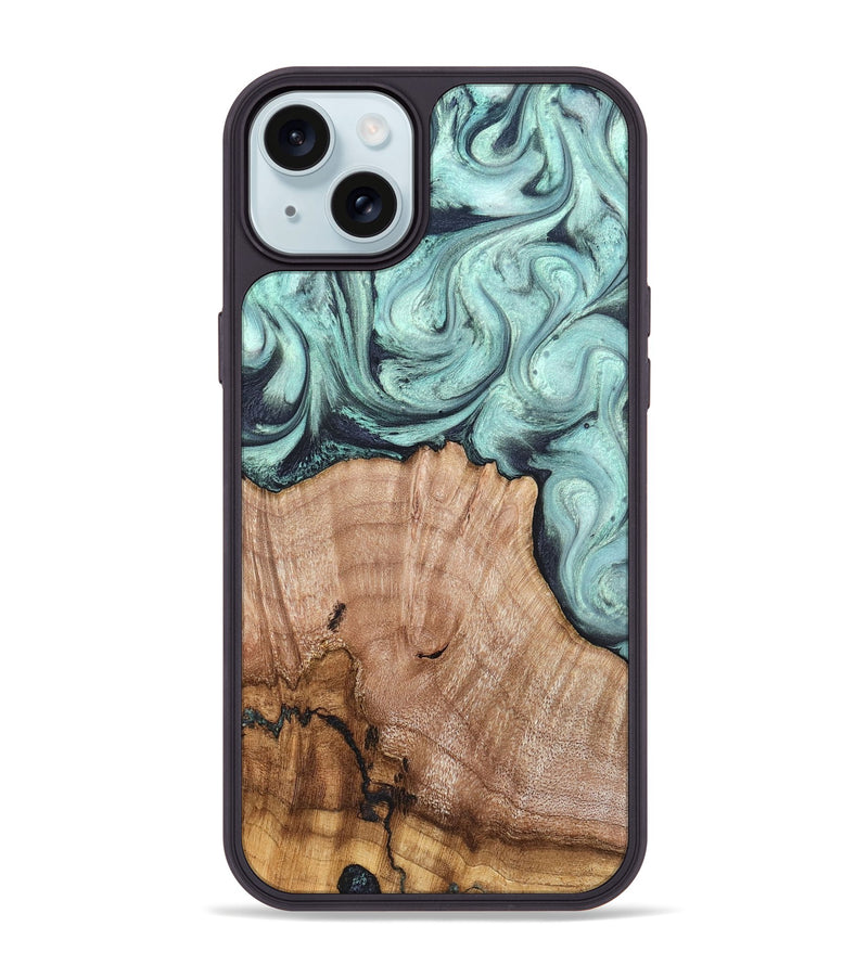 iPhone 15 Plus Wood Phone Case - Ken (Green, 820139)