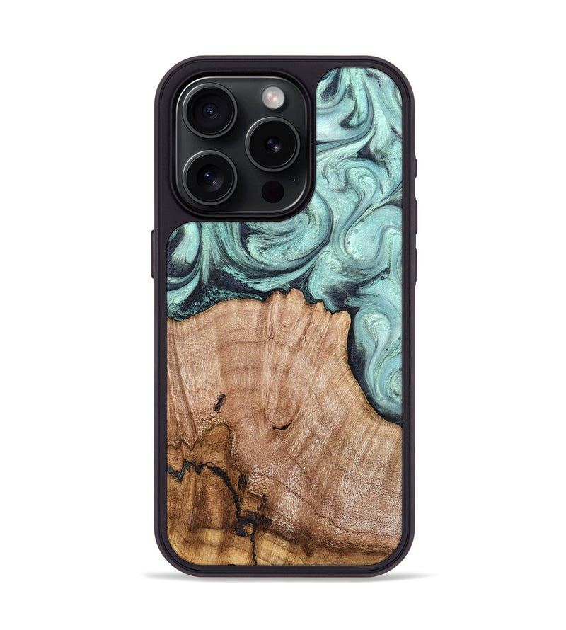 iPhone 15 Pro Wood Phone Case - Ken (Green, 820139)