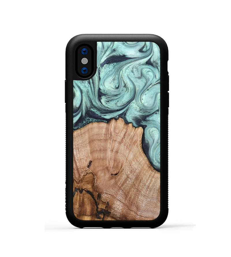 iPhone Xs Wood Phone Case - Ken (Green, 820139)