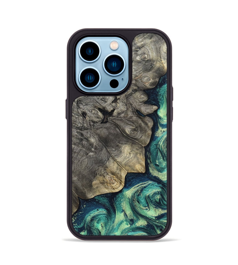 iPhone 14 Pro Wood Phone Case - Breonna (Green, 820140)