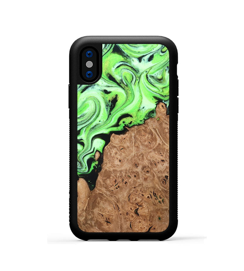 iPhone Xs Wood Phone Case - Felton (Green, 820141)