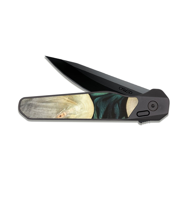 EDC Dark Slate Wood Pocket Knife - Vanessa (Green, 820142)