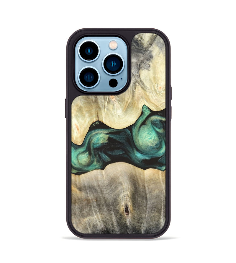 iPhone 14 Pro Wood Phone Case - Vanessa (Green, 820142)
