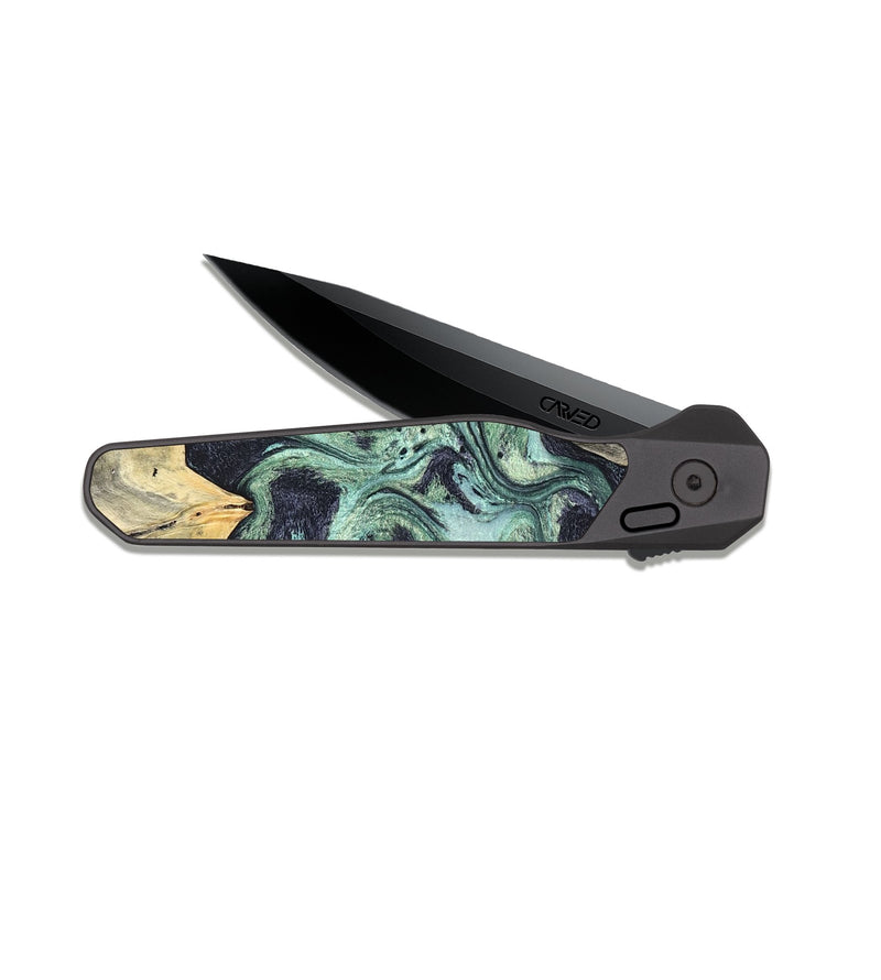 EDC Dark Slate Wood Pocket Knife - Artie (Green, 820145)