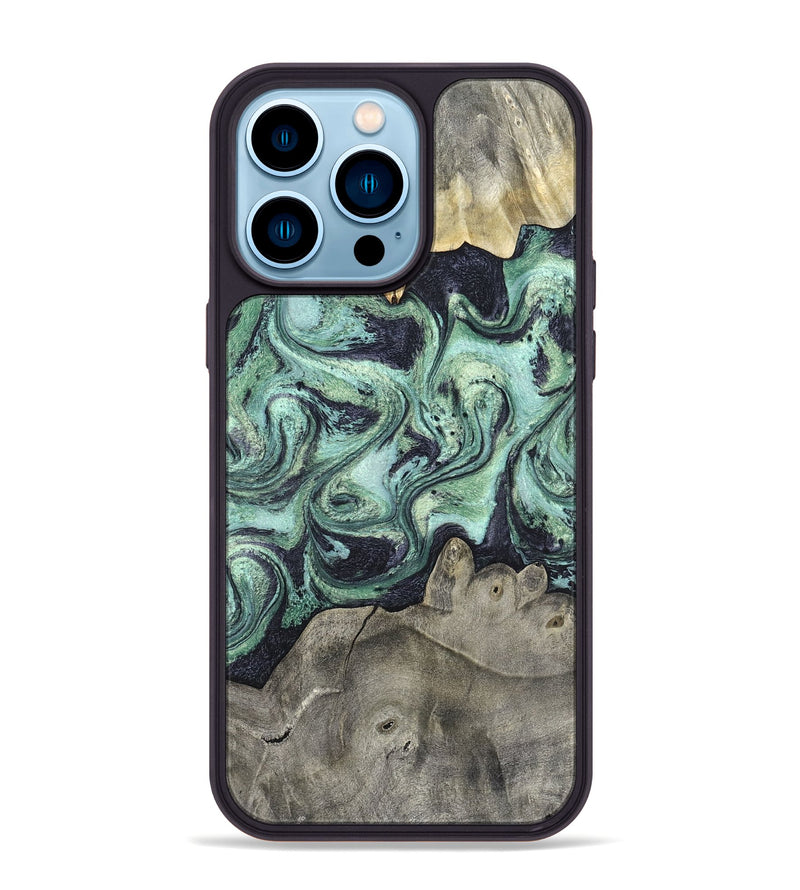 iPhone 14 Pro Max Wood Phone Case - Artie (Green, 820145)