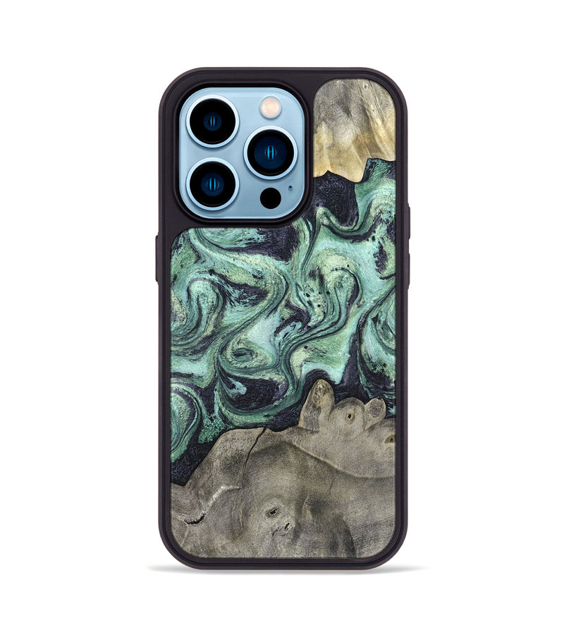 iPhone 14 Pro Wood Phone Case - Artie (Green, 820145)