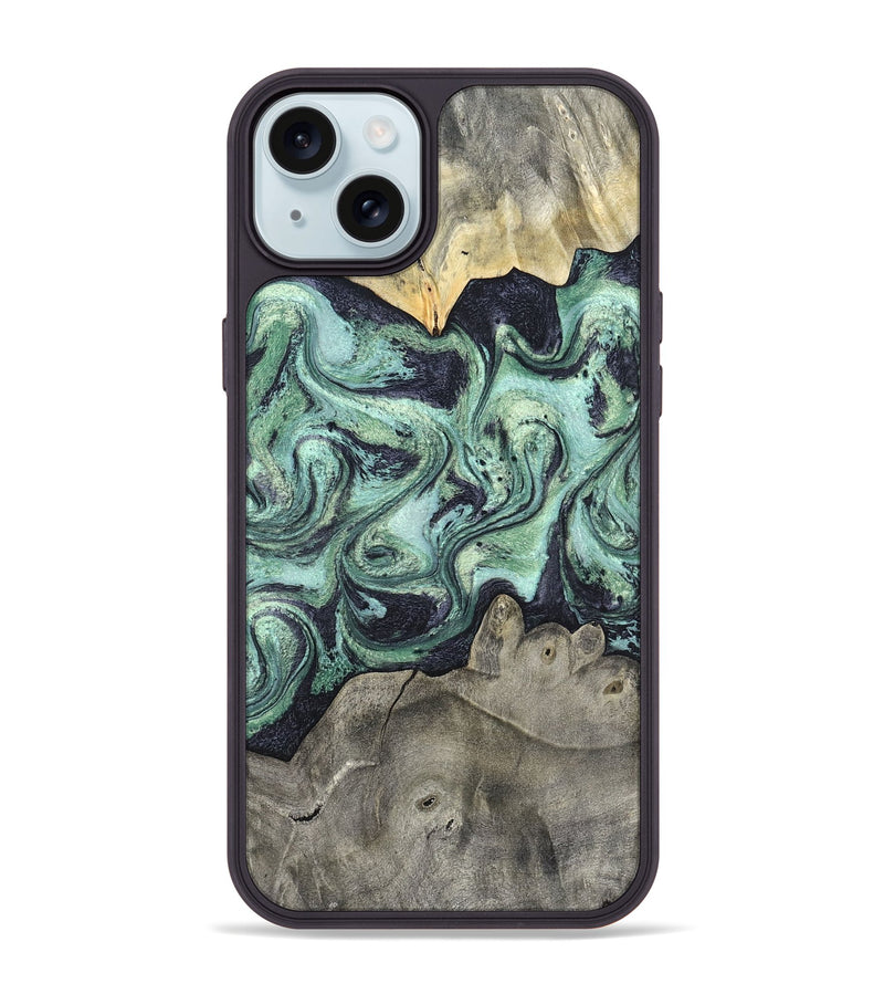 iPhone 15 Plus Wood Phone Case - Artie (Green, 820145)