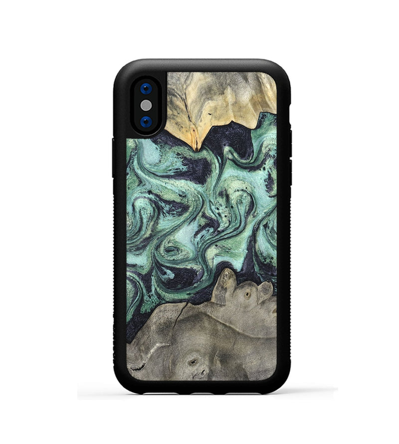 iPhone Xs Wood Phone Case - Artie (Green, 820145)