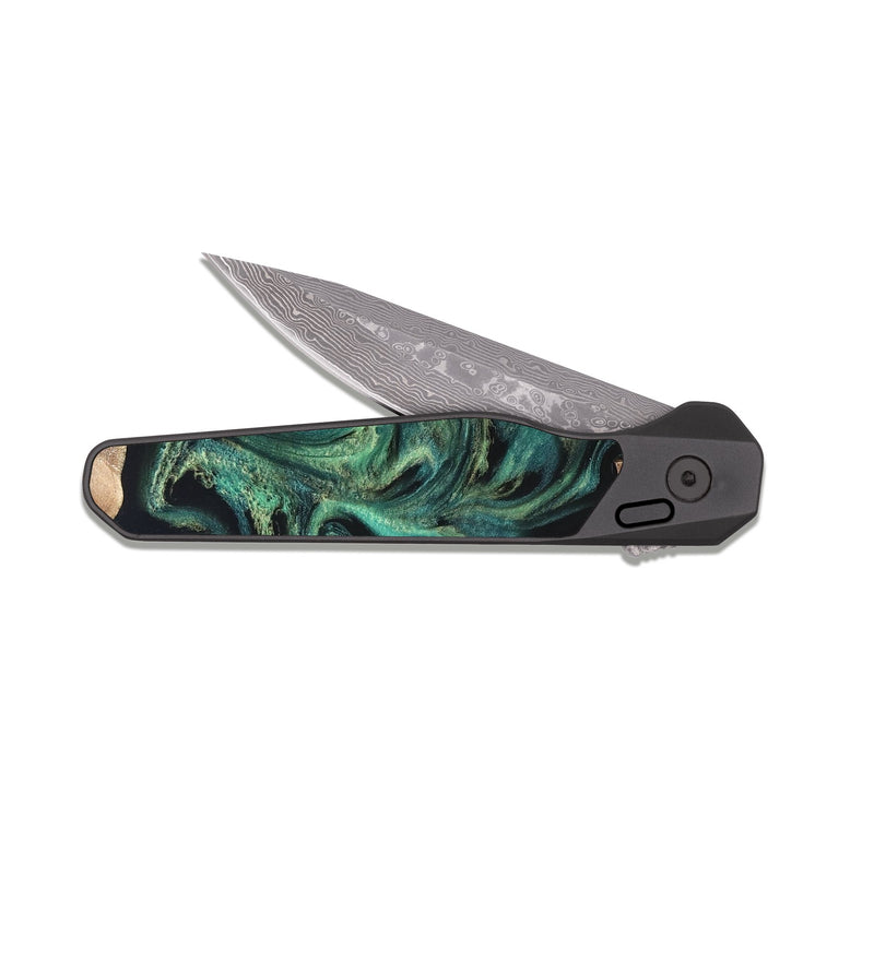 EDC Dark Damascus Wood Pocket Knife - Bryant (Green, 820149)