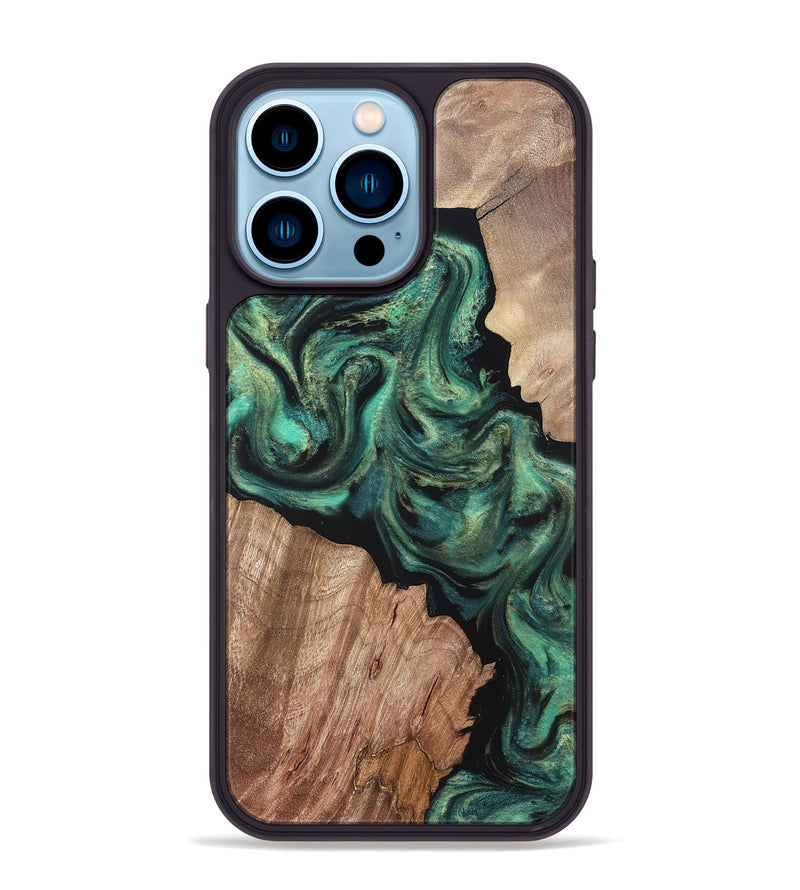 iPhone 14 Pro Max Wood Phone Case - Bryant (Green, 820149)