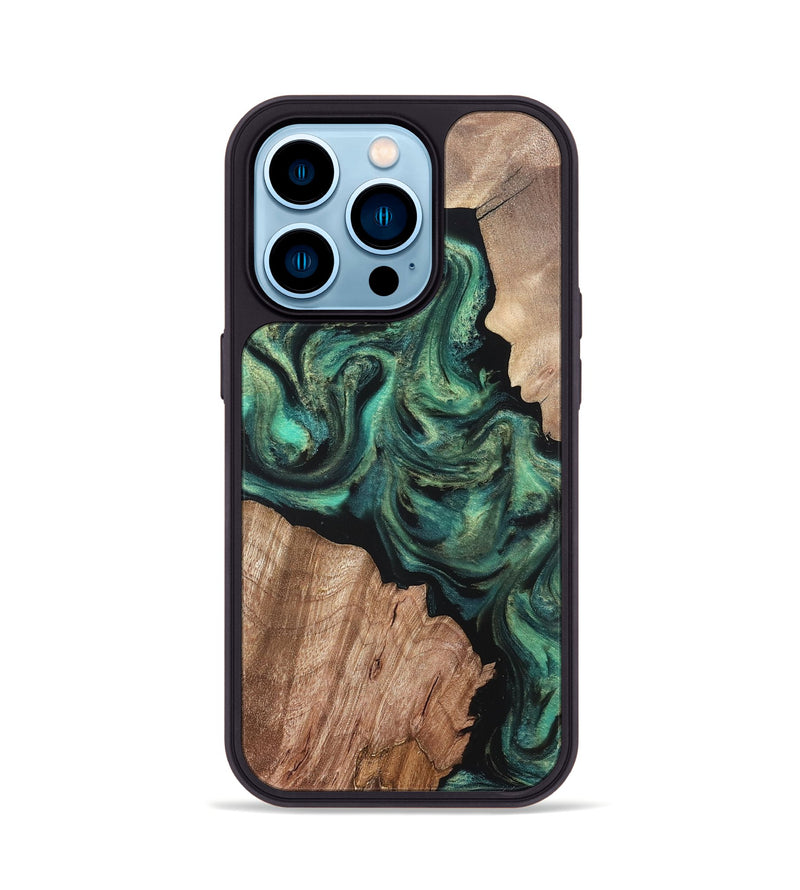 iPhone 14 Pro Wood Phone Case - Bryant (Green, 820149)