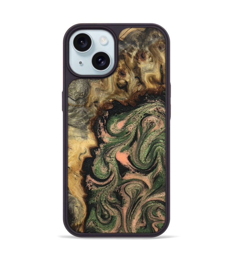 iPhone 15 Wood Phone Case - Tyree (Green, 820151)