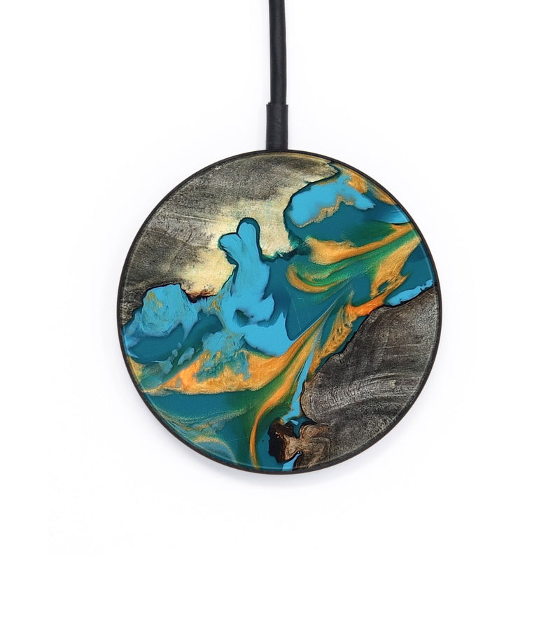 Circle Wood Wireless Charger - Casper (Teal & Gold, 820153)