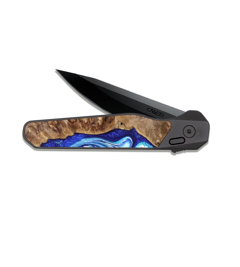EDC Dark Slate Wood Pocket Knife - Janna (Blue, 820154)