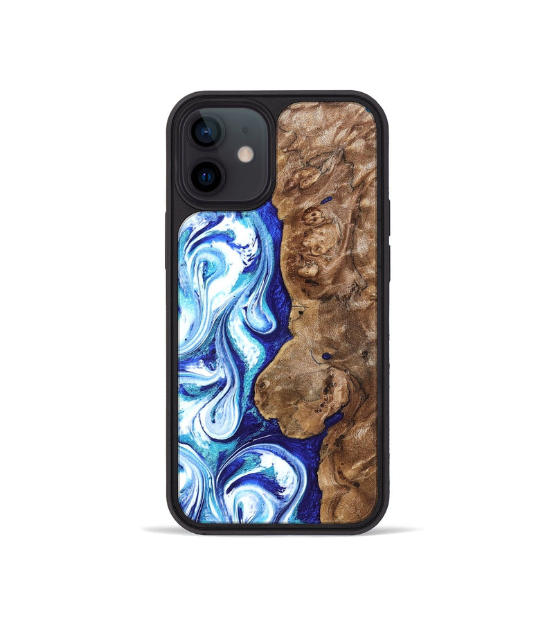 iPhone 12 mini Wood Phone Case - Janna (Blue, 820154)