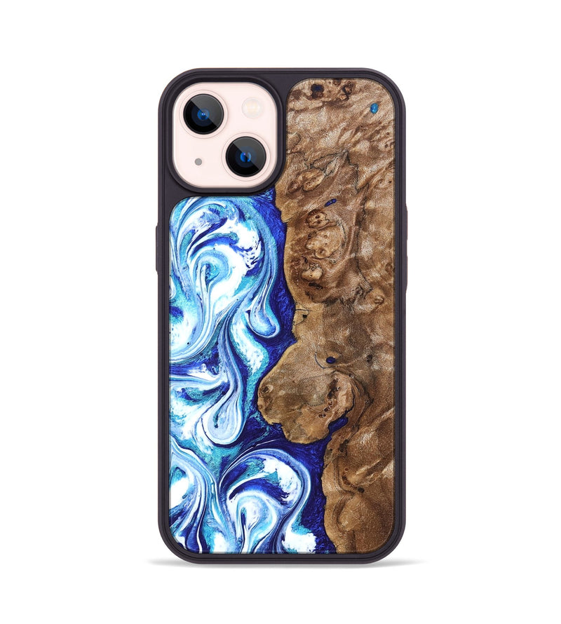 iPhone 14 Wood Phone Case - Janna (Blue, 820154)
