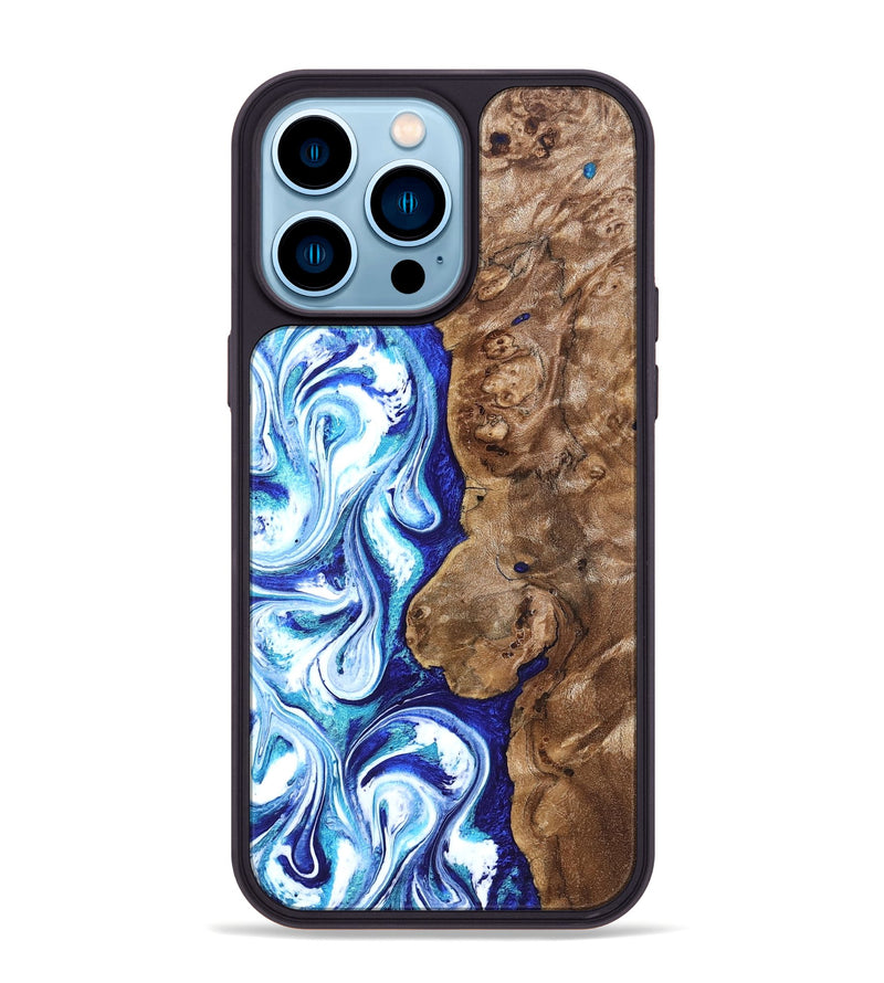 iPhone 14 Pro Max Wood Phone Case - Janna (Blue, 820154)
