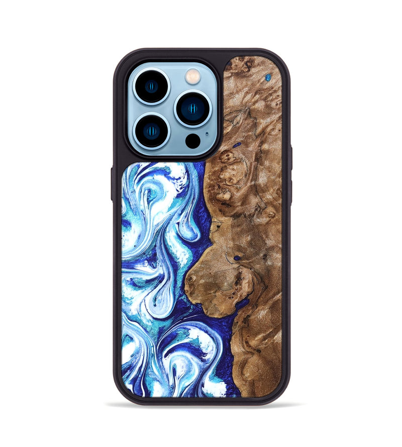 iPhone 14 Pro Wood Phone Case - Janna (Blue, 820154)