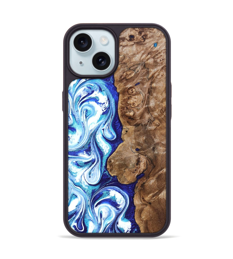 iPhone 15 Wood Phone Case - Janna (Blue, 820154)