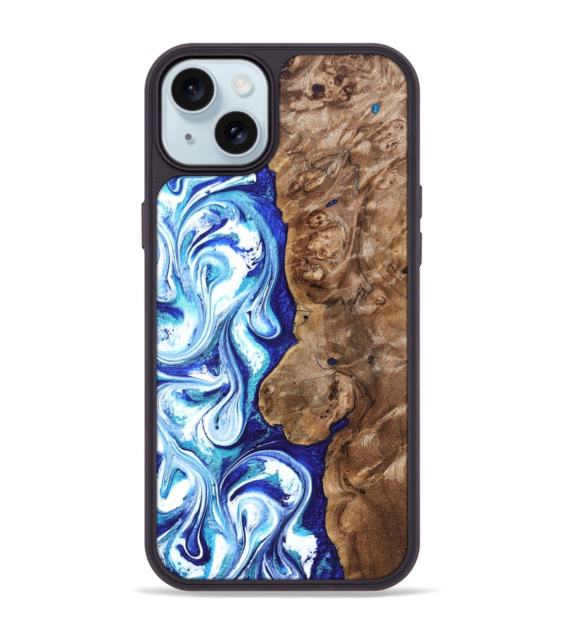iPhone 15 Plus Wood Phone Case - Janna (Blue, 820154)