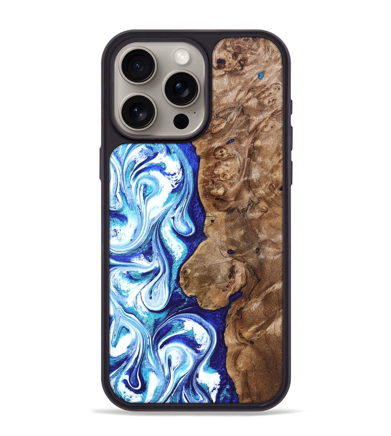 iPhone 15 Pro Max Wood Phone Case - Janna (Blue, 820154)