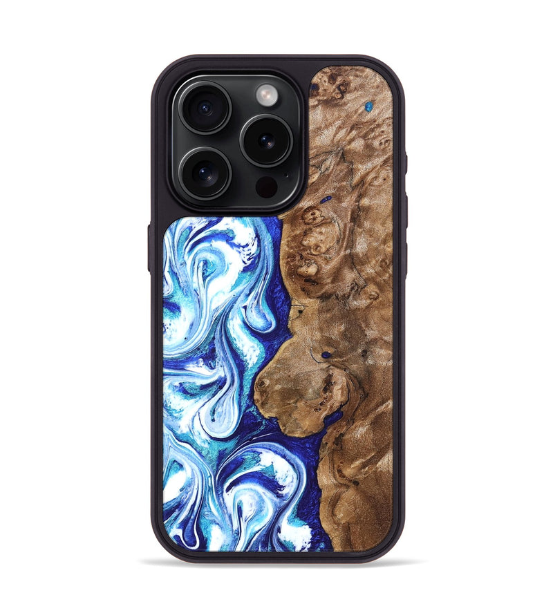 iPhone 15 Pro Wood Phone Case - Janna (Blue, 820154)