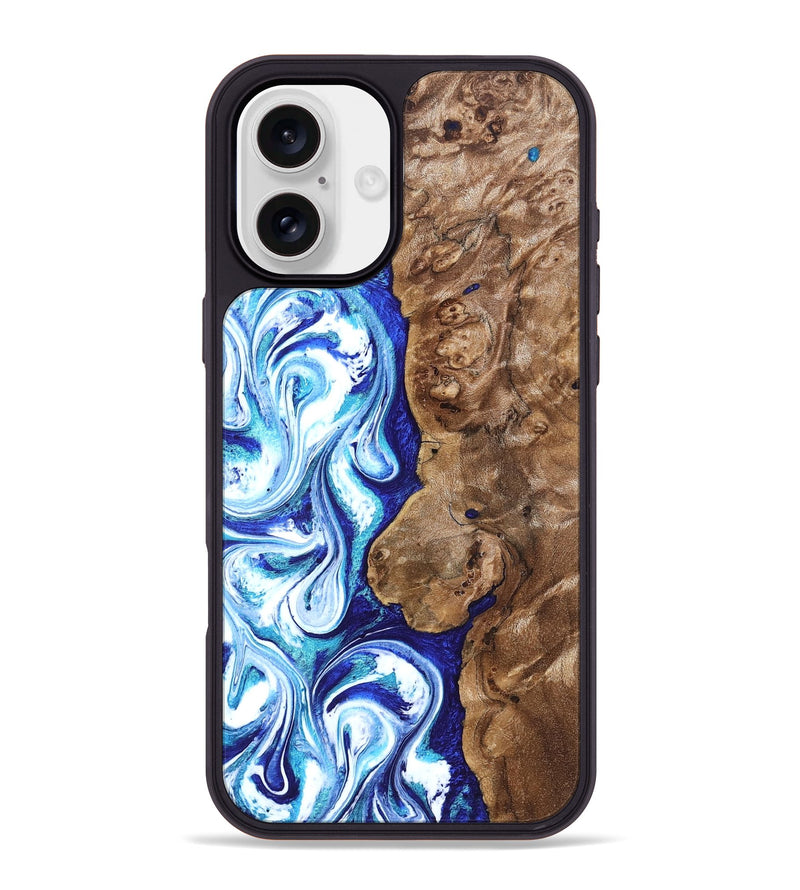 iPhone 16 Plus Wood Phone Case - Janna (Blue, 820154)