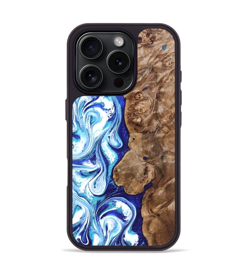 iPhone 16 Pro Wood Phone Case - Janna (Blue, 820154)