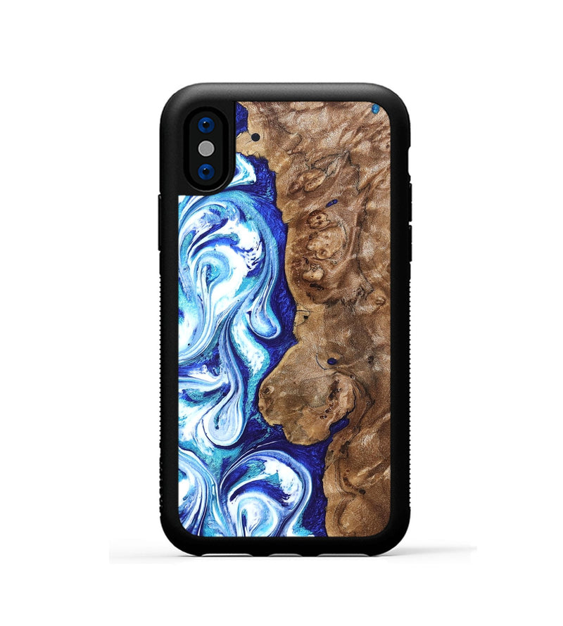 iPhone Xs Wood Phone Case - Janna (Blue, 820154)