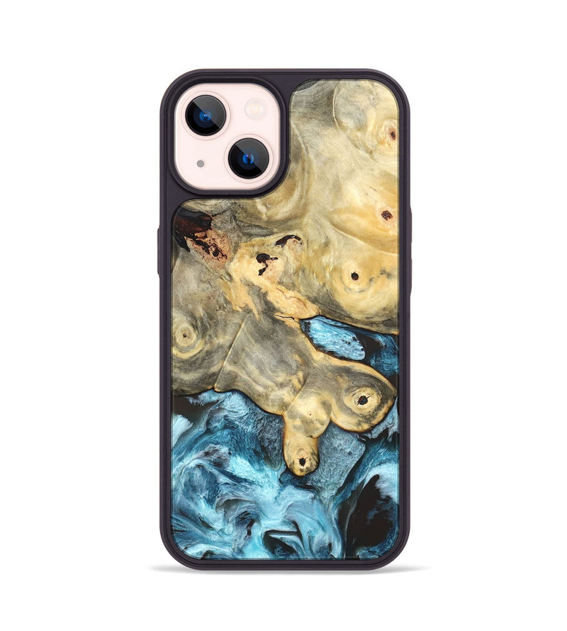 iPhone 14 Wood Phone Case - Syble (Blue, 820155)