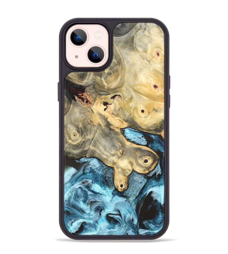 iPhone 14 Plus Wood Phone Case - Syble (Blue, 820155)