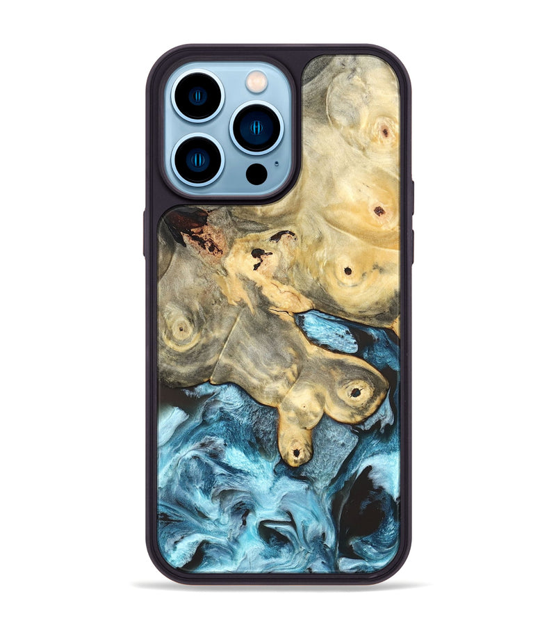 iPhone 14 Pro Max Wood Phone Case - Syble (Blue, 820155)
