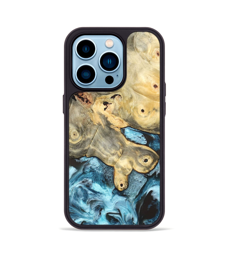 iPhone 14 Pro Wood Phone Case - Syble (Blue, 820155)