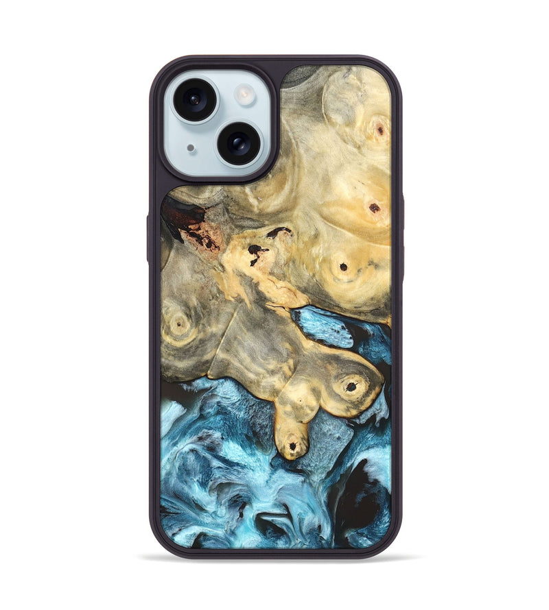 iPhone 15 Wood Phone Case - Syble (Blue, 820155)