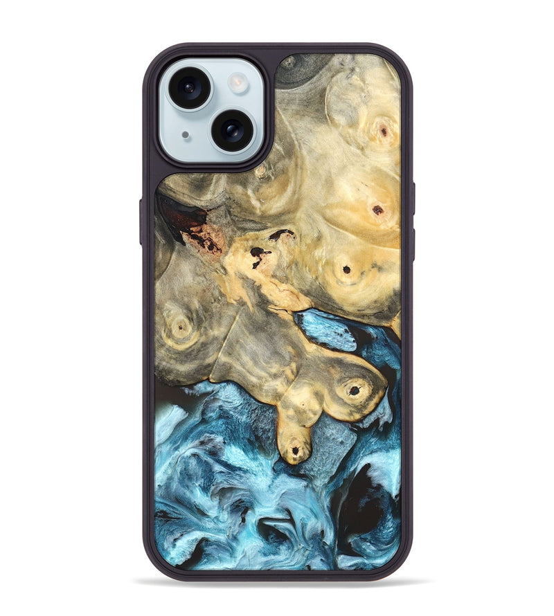 iPhone 15 Plus Wood Phone Case - Syble (Blue, 820155)