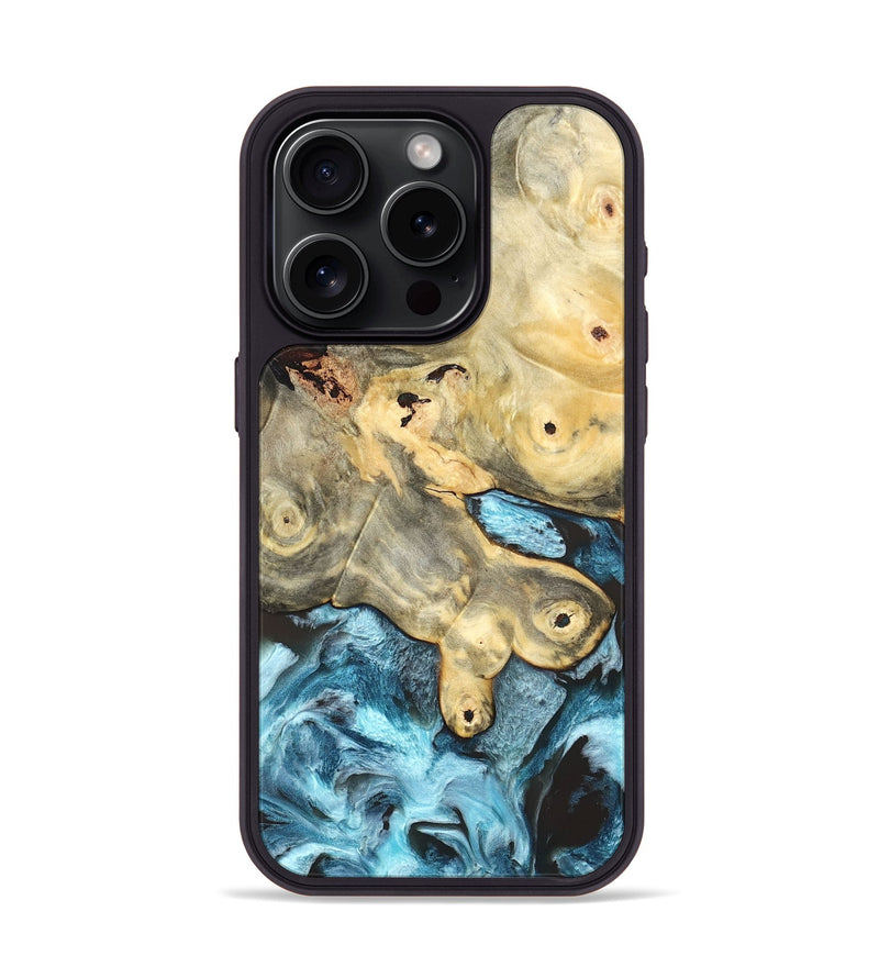 iPhone 15 Pro Wood Phone Case - Syble (Blue, 820155)
